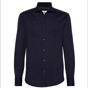 BRUNELLO CUCINELLI Navy Blue Long Sleeve Shirt